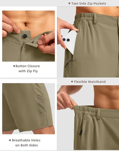 Miniatura 4 de Pudolla Pantalones cortos de senderismo para hombre, pantalones cortos de verano para viajes al aire libre para hombres con bolsillos con cremallera