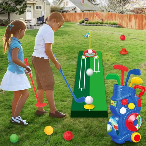 Miniatura 4 de Letapapa Juego de golf para niños pequeños, palos de golf mejorados para niños con alfombrilla de putting, juguetes para niños de 3, 4, 5+ años