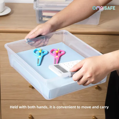 Miniatura 5 de Contenedor de plástico con tapa, diseño apilable, caja de clip para manualidades, suministros y artículos de oficina