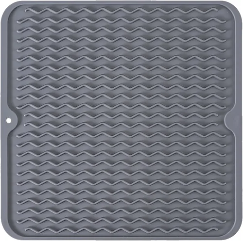 Miniatura 21 de Tapete de silicona para secar platos, antideslizante, fácil de limpiar, tapete escurridor de platos grande resistente al calor para encimera