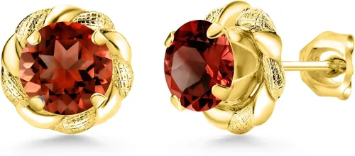 Miniatura 358 de Gem Stone King Aretes de plata de ley 925 de 0.236 in con piedra natal redonda para mujer