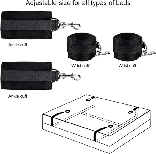 Miniatura 6 de Bed Bonage Kits de correas de cama para adultos, colchón de juego, lazos sexuales para tobillos y muñecas, kit de restricciones de cama King