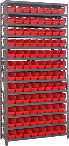 Miniatura 405 de Quantum QSBU-245BK Heavy Duty Shelving Unit with (7) Shelves and (24) QUS245 Black Bins for Garage Warehouse Storage Distribution 400 lb Load