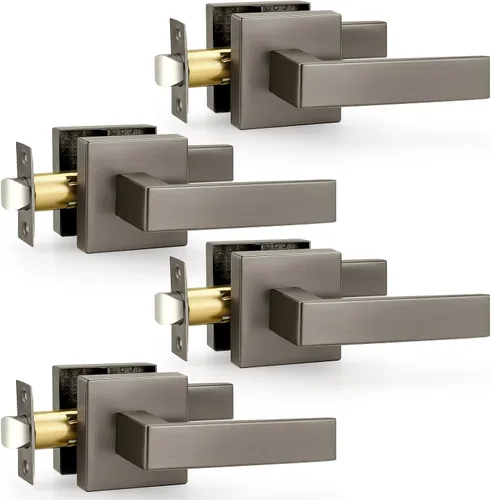 Miniatura 57 de Probrico Paquete de 4 manijas de puerta simuladas en negro mate, manijas interiores que no giran, manijas reversibles resistentes para interiores