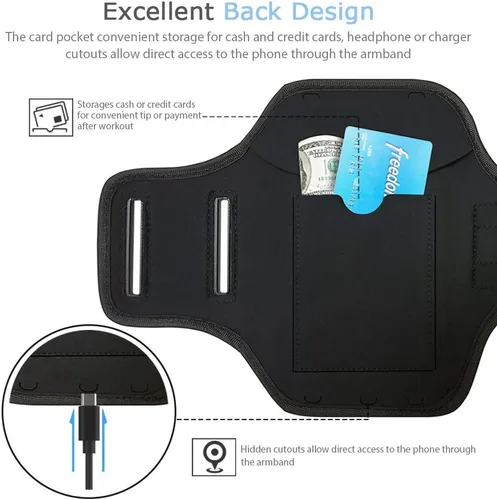Miniatura 3 de Brazalete para Galaxy S26 S25, resistente al agua, gimnasio, correr, entrenamientos, teléfono para Samsung Galaxy S26 S25 S24 S23 S22 con tarjetero