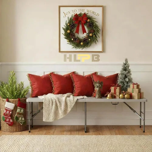 Miniatura 6 de HLPB Banco plegable de 6 pies, banco de plástico plegable con asa y mesa de polietileno de alta densidad suave, asiento de picnic portátil