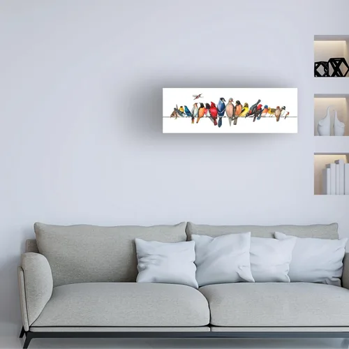 Miniatura 3 de Wendy Russell - Lienzo decorativo para pared, diseño de "Big Bird Menagerie II", para sala de estar, dormitorio u oficina, 6 x 19 pulgadas