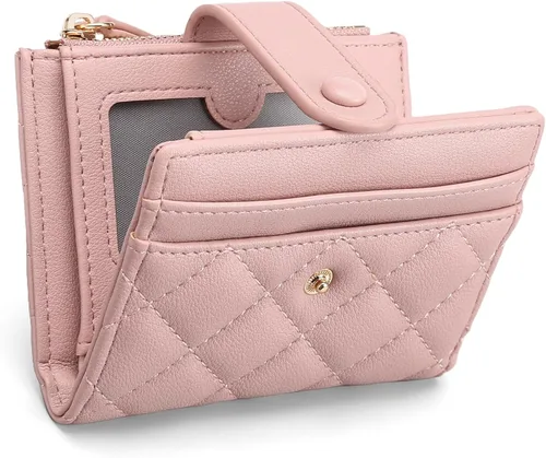 Miniatura 7 de GAEKEAO Billetera pequeña para mujer, de piel plegable, con bloqueo RFID, tarjetero para tarjetas de crédito, bolsillo con cremallera, monedero