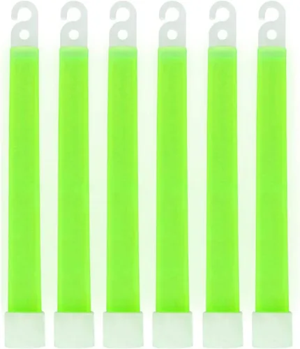 MediTac Palillos brillantes verdes, barras de luz y broches brillantes de primera calidad de 6 pulgadas, paquete de 12 horas, 6 unidades