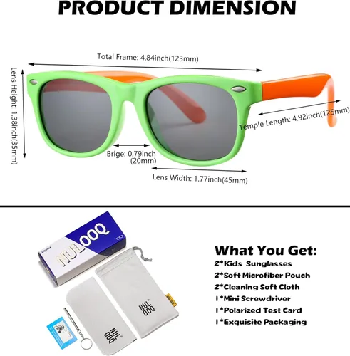 Miniatura 33 de Lentes de sol polarizados para niños y niñas, marco flexible irrompible TPEE con protección UV400 de 3 a 8 años