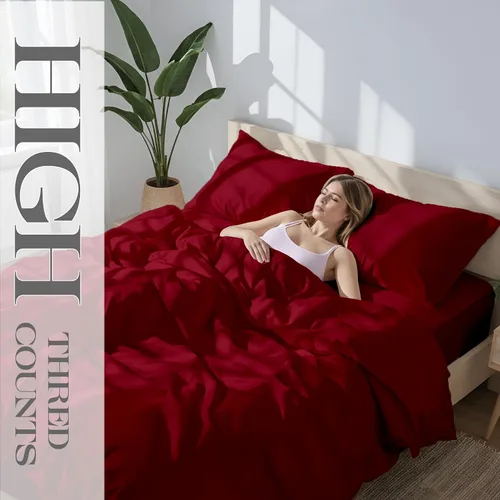 Miniatura 34 de Bluemoon Homes Sábanas de Algodón Egipcio Twin - Juego de Sábanas de 4 Piezas, Juego de Ropa de Cama de 1000 Hilos, Suave y Lujoso Juego de Sábanas