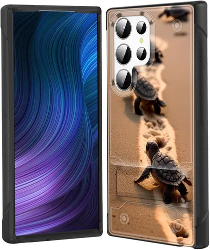 Miniatura 17 de Funda para Galaxy S24 Plus con soporte, doble capa híbrida de policarbonato duro y silicona suave, resistente a prueba de golpes, funda protectora