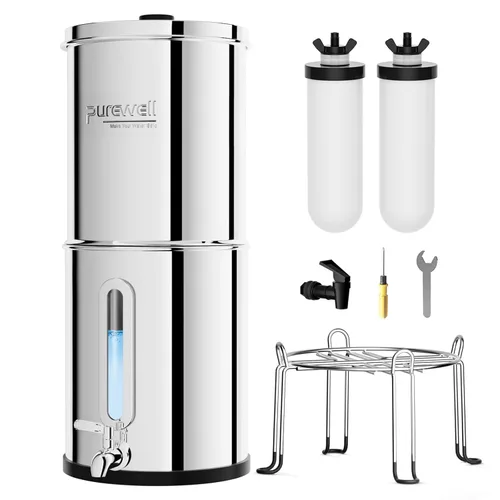 Miniatura 14 de Purewell Sistema de filtro de agua de gravedad portátil de 1.0 galones, sistema de encimera de ultrafiltración de 4 etapas de 0.01 μm con ventana