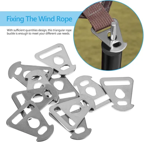 Miniatura 5 de BESPORTBLE Gancho de hebilla triangular para tienda de campaña, hebilla de cuerda triangular de acero inoxidable para acampar al aire libre, toldo
