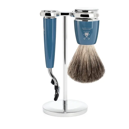 MÜHLE RYTMO - Juego de afeitado húmedo de 3 hojas Pure Badger de 3 cuchillas, perfecto para uso diario, afeitado suave con calidad de peluquería