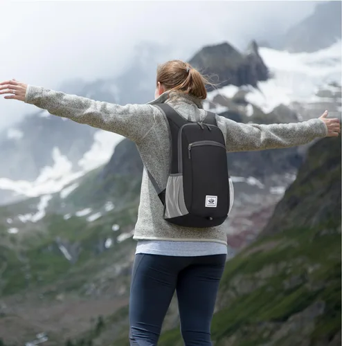 Miniatura 6 de Esup Mochila de senderismo ligera de 15L Mochila de viaje pequeña plegable Mochila de camping plegable para mujeres y hombres (negro)