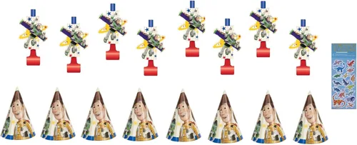 Toy Story - Paquete de suministros de decoración para fiesta de cumpleaños, incluye sombreros y soplados, color blanco