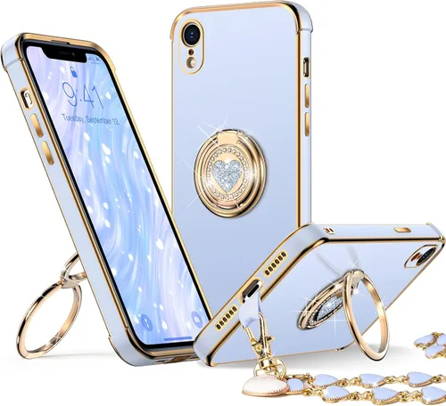 Miniatura 31 de XYZ para Funda de iPhone Xs Max con Soporte, Funda de Teléfono con Doble Soporte de Anillo, Funda de Amor-Corazón Linda de Lujo con Brillantina