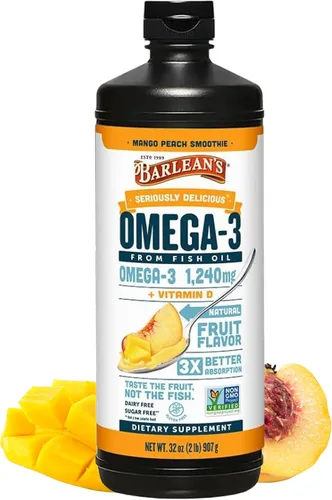 Miniatura 15 de Barlean's Suplemento líquido de aceite de pescado Omega 3 para hombres y mujeres, 1080 mg de ácido graso EPA y DHA, promueve la salud del cerebro