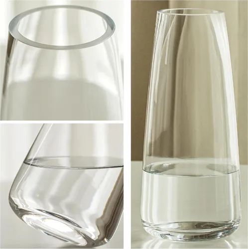 Miniatura 5 de FANTESTICRYAN Jarrón de Cristal Moderno de Vidrio Iridescente para Decoración de Hogar y Oficina (Cristal Transparente)