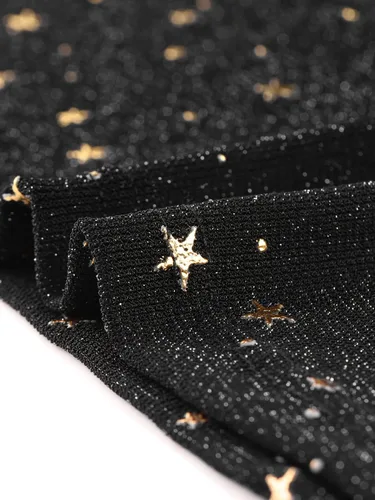 Miniatura 5 de Allegra K Top de malla transparente con estrella para mujer, con cuello corazón, transparente, para fiesta, con purpurina