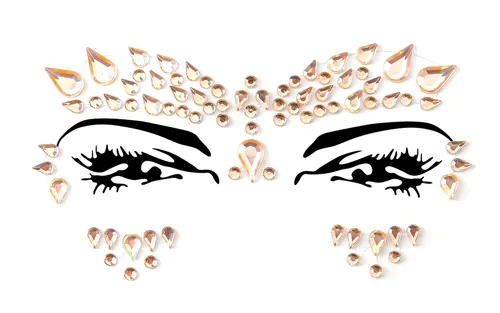Miniatura 37 de 32 piezas de gemas faciales (diseños aleatorios) autoadhesivas con purpurina para tatuaje, gemas para festivales, fiestas rave, maquillaje corporal