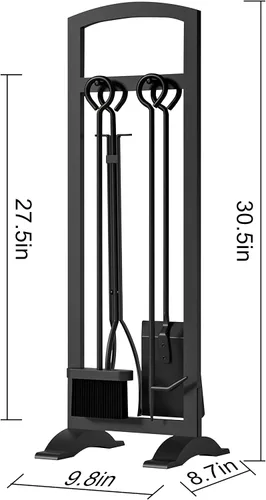 Miniatura 3 de Kingson Juego de herramientas ligeras de 5 piezas para chimenea: portátil, compacto y elegante kit de accesorios para hogueras