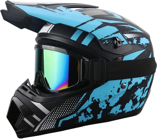 Miniatura 3 de Motorcycle Dirt Bike Helmet Full Face Motocross Helmets for Outdoor Sports Off Road Racing Mountain Bike Men Women Off-Road Helmet Gloves Goggles
