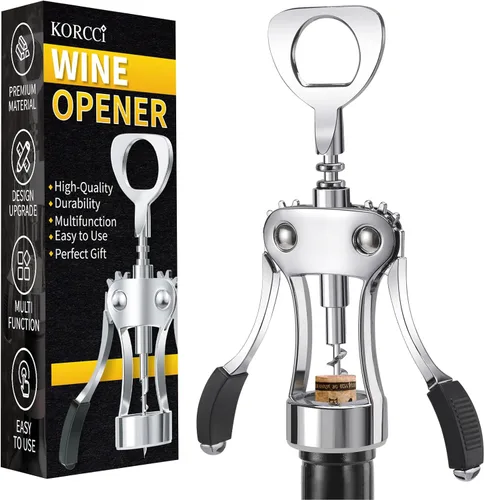 Miniatura 13 de KORCCI Abridor de vino, sacacorchos de ala de aleación de zinc resistente, abrebotellas de cerveza premium, accesorios multifuncionales para vino
