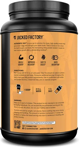 Miniatura 6 de Jacked Factory Auténtico Polvo Aislado de Proteína de Suero de Ganado Alimentado con Pasto ISO – Bajo en Carbohidratos, Proteína de Construcción