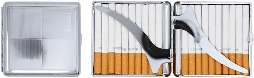Miniatura 13 de Black Victorian Scroll (Full Pack Kings) Caja de cigarrillos chapada en metal y caja de almacenamiento