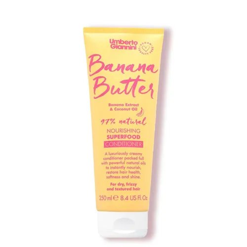 Umberto Giannini Acondicionador nutritivo de mantequilla de plátano, fórmula hidratante vegana y libre de crueldad para cabello seco, texturizado o