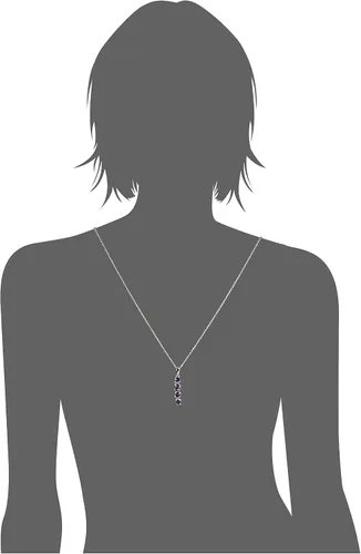 Miniatura 2 de Tienda Collection Womens Sterling Silver Created Gemstones Four Stone Pendant Necklace