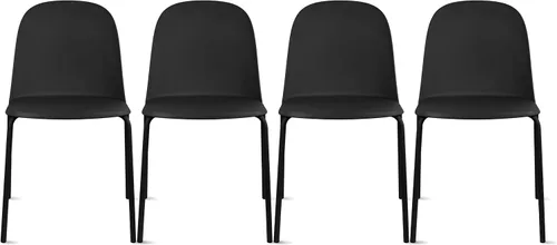 Miniatura 8 de 2xhome Silla de comedor moderna apilable sin brazos Asiento de plástico con patas de metal Uso en interiores o exteriores Patio de cocina