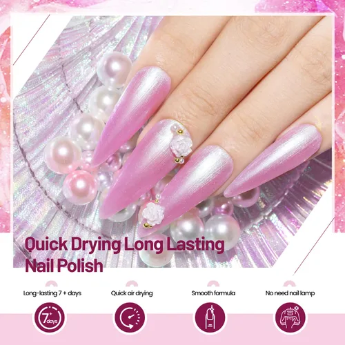 Miniatura 5 de OpenLive Juego de esmalte de uñas de gel de 10 ml, 6 colores con purpurina, rosa, rojo, rosa brillante, morado intenso, serie de esmalte de uñas