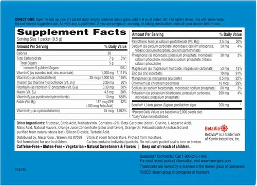 Miniatura 9 de Emergen-C Immune+ Polvo de apoyo inmunológico de triple acción, BetaVia (R), 1000 mg de vitamina C, vitaminas B, vitamina D y antioxidantes, súper