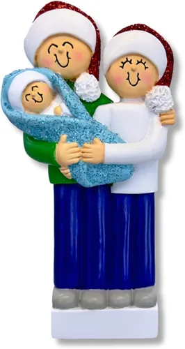 Miniatura 3 de Adorno de Navidad 3D de familia de 3 2025, adornos de Navidad familiares personalizados 2025 Recuerdo de baby shower para recién nacidos, adornos
