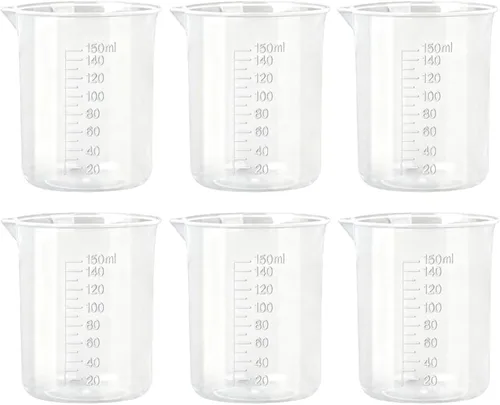 Miniatura 8 de 6 vasos de plástico de laboratorio de 3.4 fl oz, tazas medidoras transparentes con escala graduada y boquilla de vertido para experimentos