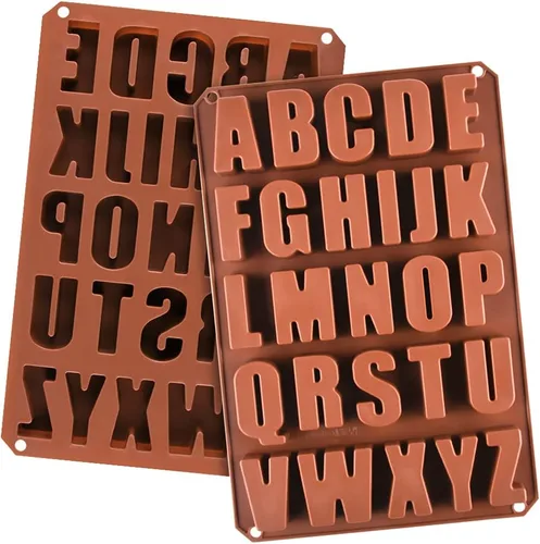 Moldes de letras grandes de silicona con letras para crayón, decoración para hornear pasteles (2)