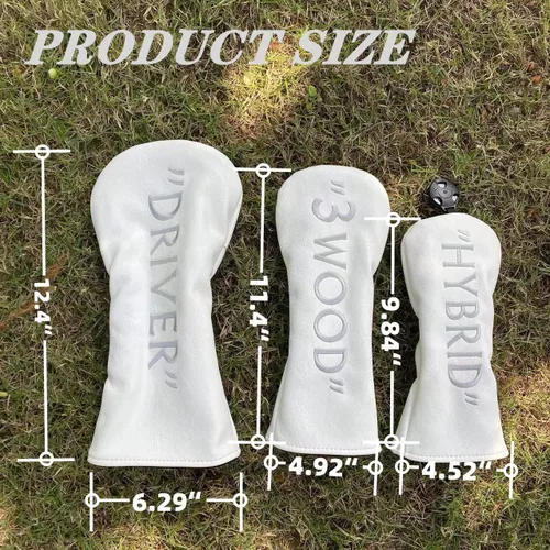 Miniatura 2 de Golf Driver Headcover 3 Wood Head Cover Hybrid Headcovers Set 1 3 H Elegant Embroidery Premium（PU Leather Driver #3 Fairway Wood Hybrid Wood Head