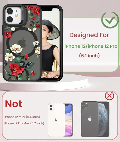 Miniatura 2 de Dretal para Funda iPhone 12, Funda iPhone 12 Pro Floral, con Protector de Pantalla, Soporte para Cámara, Protección de Grado Militar, Funda