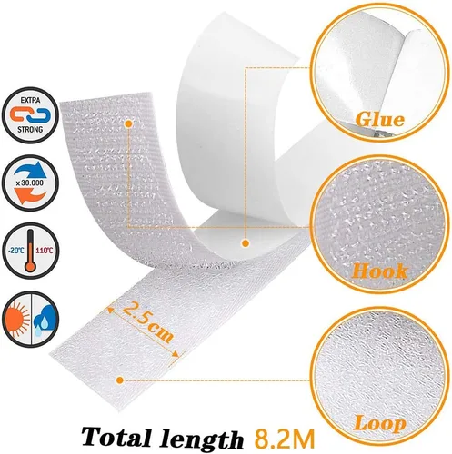 Tiras autoadhesivas de 16.5 pies x 1 pulgada, cinta de fijación adhesiva fuerte y resistente, cintas de montaje de sujeción de tela de nailon para
