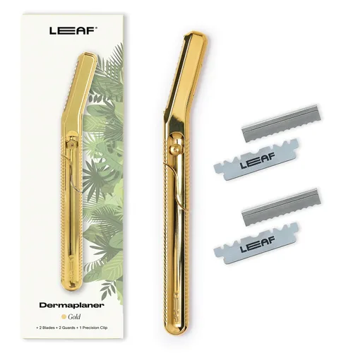 Miniatura 11 de Leaf Shave Leaf Dermaplaner, máquina de afeitar Dermaplane reutilizable de metal y herramienta exfoliante para mujeres, incluye clip de precisión