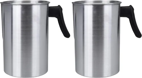 Miniatura 10 de Yarlung Olla para hacer velas de 4 libras, jarra de fabricación de velas de construcción de aluminio, jarra de cera sin goteo con mango resistente