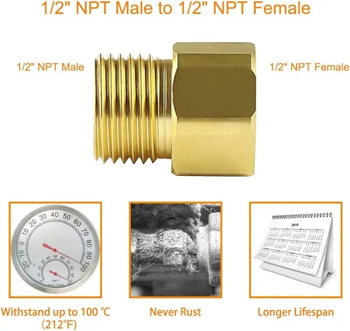 Miniatura 2 de Adaptador de grifo hembra NPT de 1/2 pulgada NPT macho a 1/2 pulgada NPT adaptador reductor de tubería de latón, se vende en pares
