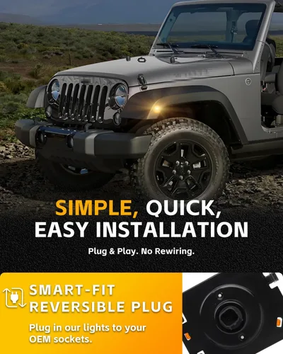 Miniatura 5 de Luces LED secuenciales de marcador lateral para guardabarros delanteros para J-e-e-p Wrangler JK 2007-2019, lámparas de marcador de parachoques