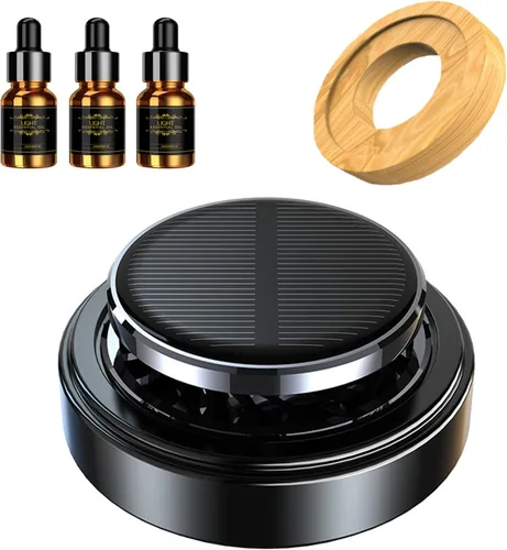 Ambientador de aire para automóvil con energía solar con 3 aceites esenciales, difusor giratorio de aromaterapia para automóvil, perfume, fragancia,