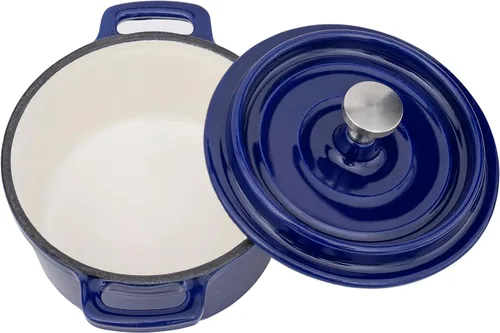 Miniatura 4 de Flavehc Mini Cocotte - Mini Horno Holandés de 16 oz, 0.5 qt. Asador de Ajo de Hierro Fundido para Horno, Olla para Ajo Confitado, Moldes con Tapas