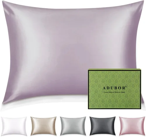 Miniatura 14 de Adubor Funda de almohada 100% de seda, fundas de almohada de seda de morera, 22 fibras de grado Momme 6A, funda de almohada de seda para la salud