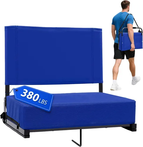 Miniatura 9 de Asientos de estadio con soporte de respaldo - Asiento de grada portátil acolchado con asa y correa para el hombro - Silla de grada de 46.7 cm